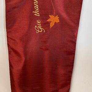 Fall TableRunner 70x14 Embroidered Leaves Rust GreenThanksgiving Holiday